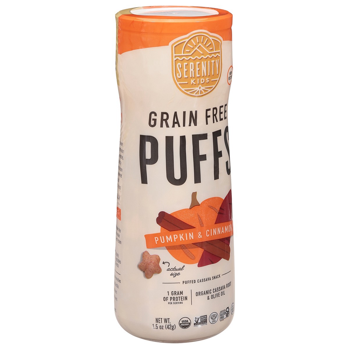 slide 2 of 9, Serenity Kids Grain Free Puffs, Pumpkin & Cinnamon, 1.5 oz