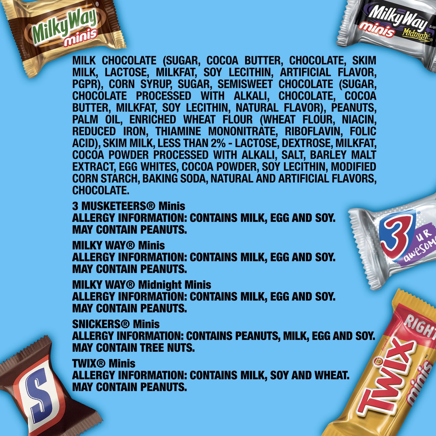 slide 3 of 8, Mixed SNICKERS, TWIX, MILKY WAY & 3 MUSKETEERS Variety Pack Milk & Dark Chocolate Candy Bars, 50 Pieces Bag, 16 oz