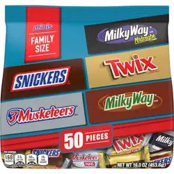 Mixed SNICKERS, TWIX, MILKY WAY & 3 MUSKETEERS Variety Pack Milk & Dark Chocolate Candy Bars, 50 Pieces Bag