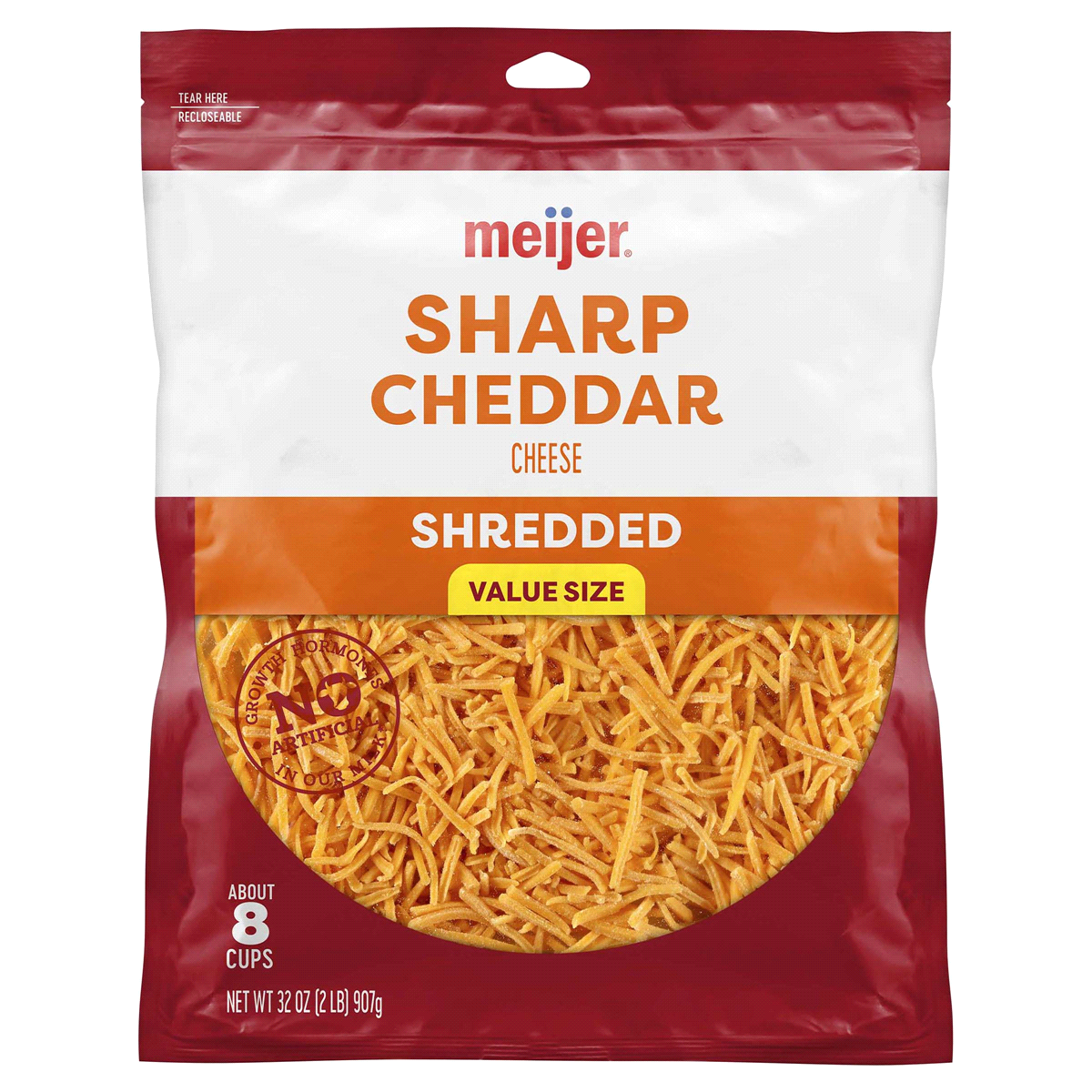 slide 1 of 5, Meijer Shredded Sharp Cheddar Cheese, 32 oz