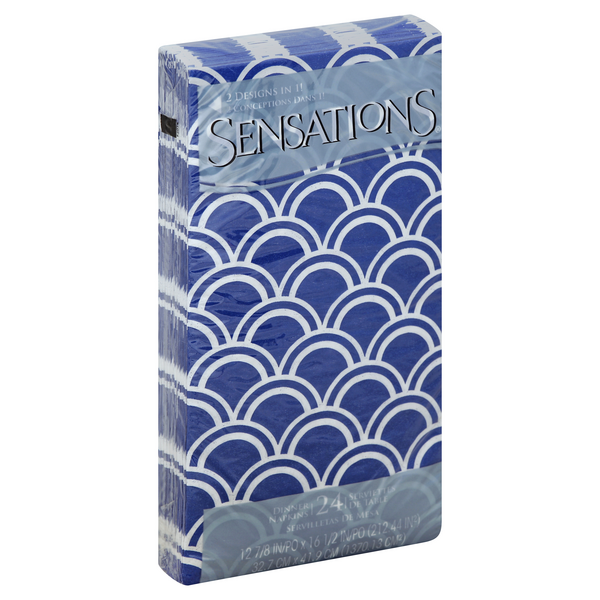 slide 1 of 4, Sensations Mosaic Dinner Napkins - Blue, 14 ct