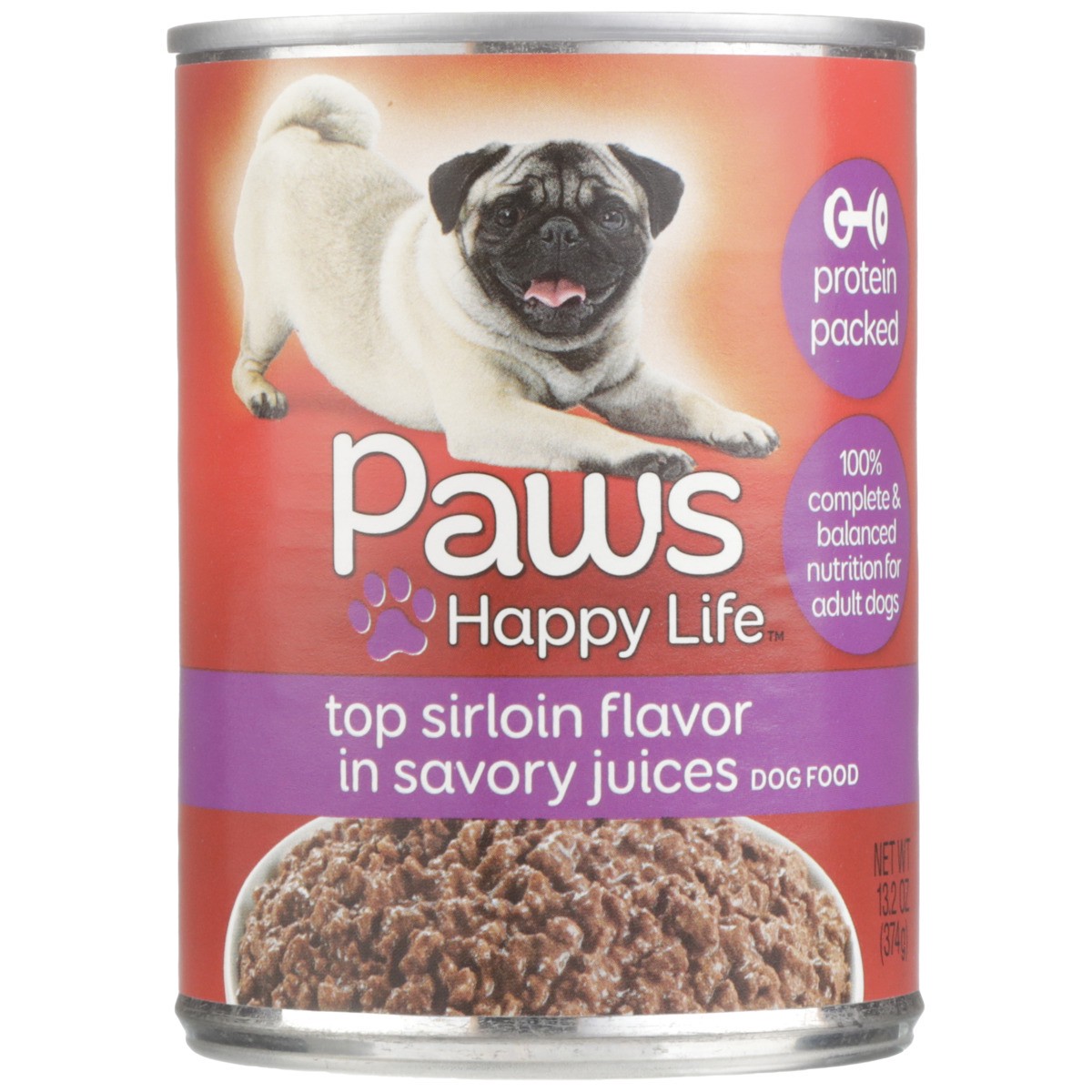 slide 5 of 11, Paws Happy Life Top Sirloin Flavor In Savory Juices Dog Food, 13.2 oz