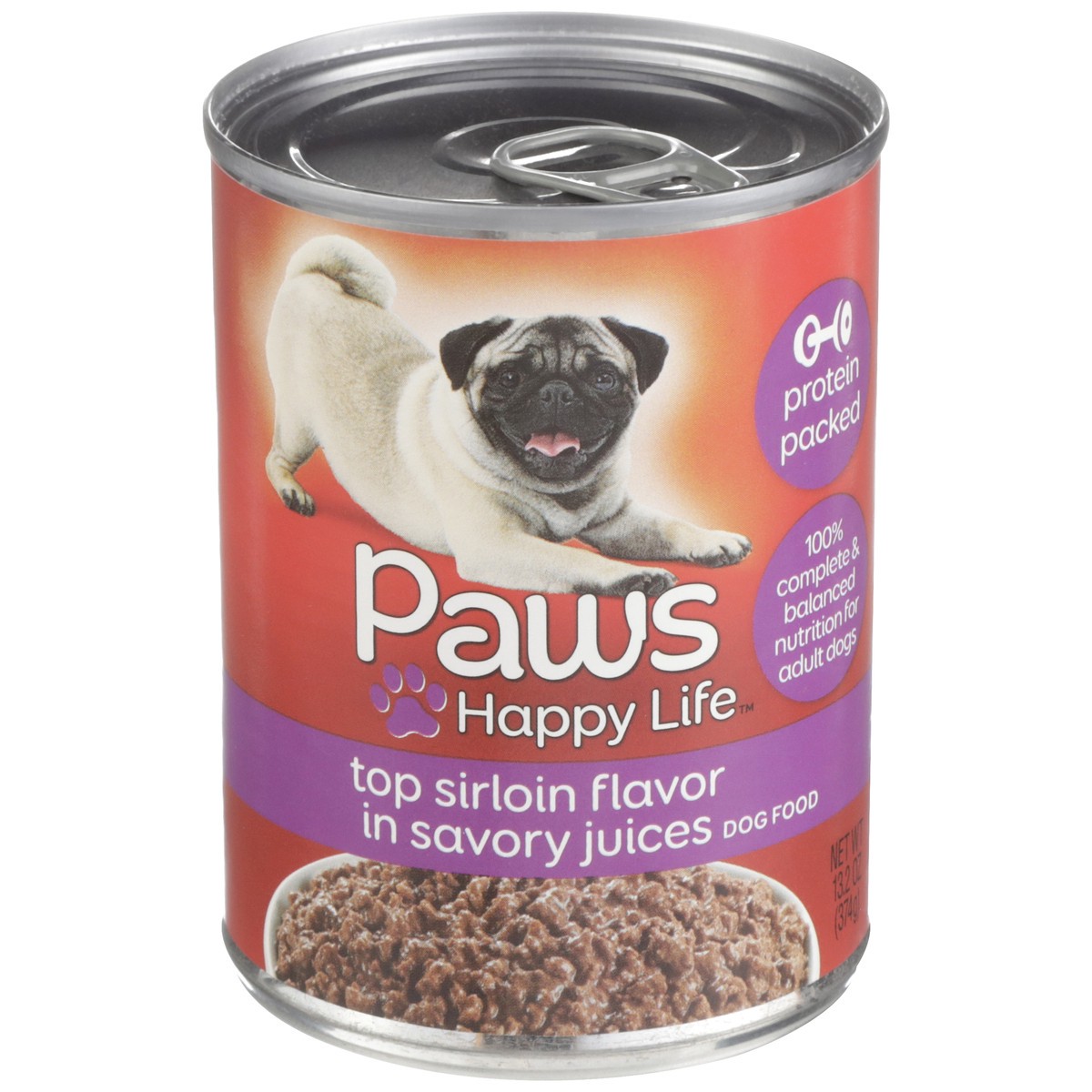 slide 1 of 11, Paws Happy Life Top Sirloin Flavor In Savory Juices Dog Food, 13.2 oz