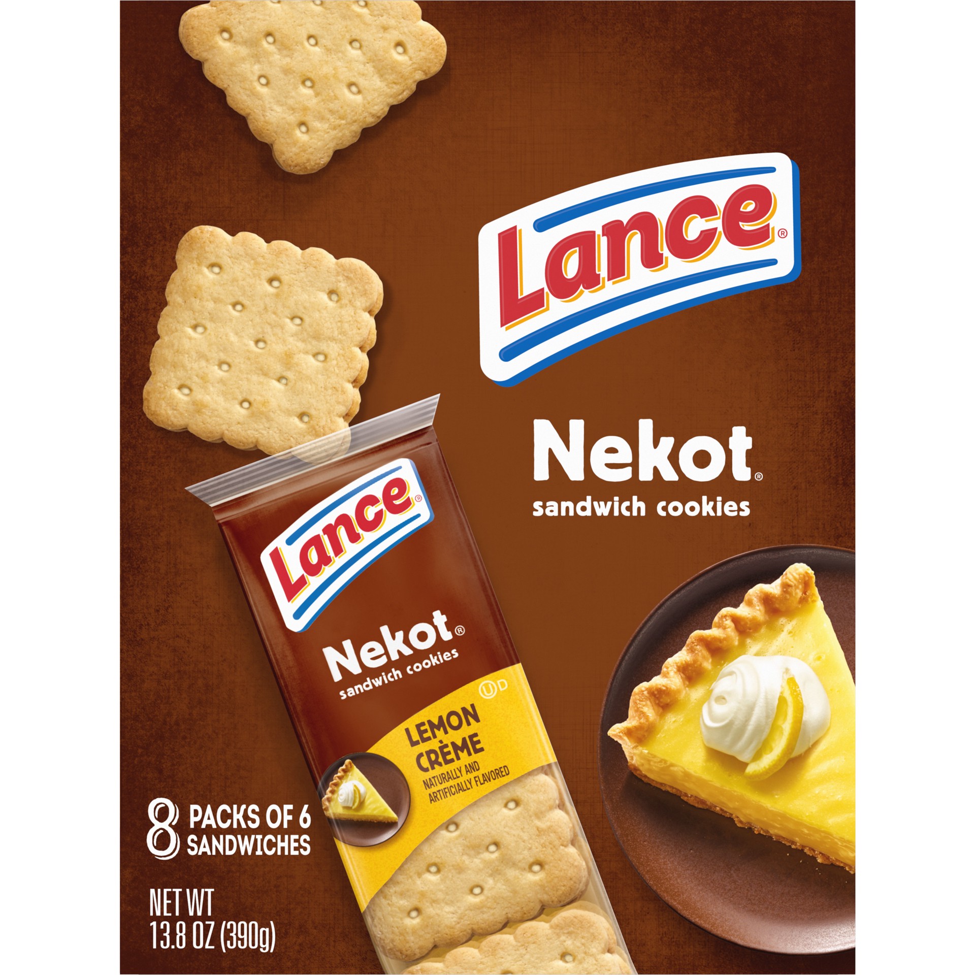 slide 3 of 9, Lance Sandwich Cookies, Nekot Lemon Creme, 8 Individually Wrapped Packs, 6 Sandwiches Each, 8 ct