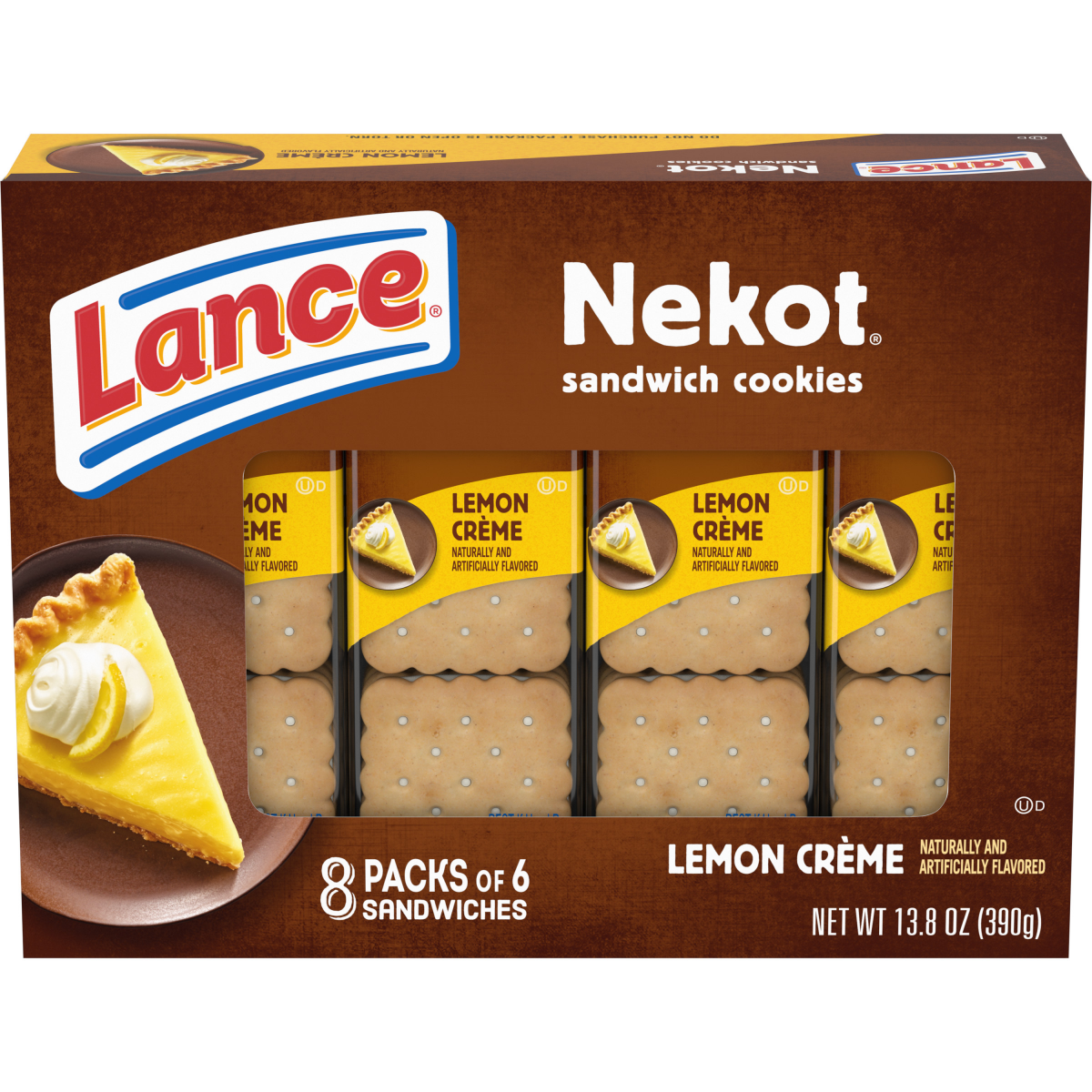 slide 1 of 9, Nekot Lemon Creme Cookie Sandwiches, 8 ct