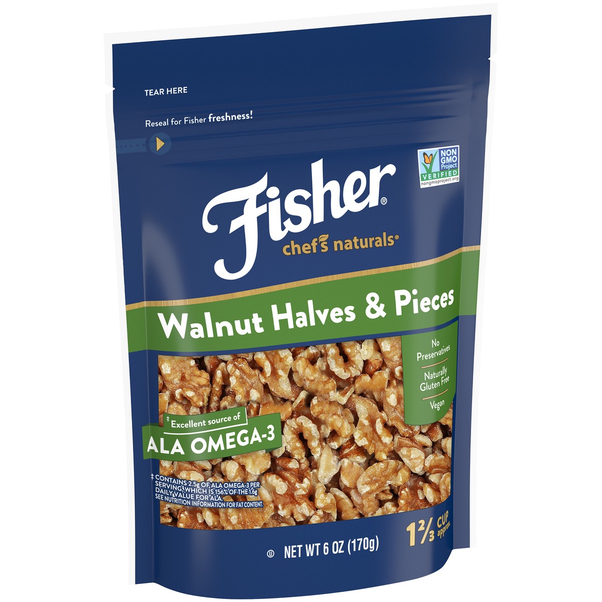 slide 3 of 15, Fisher Chef's Naturals Walnut Halves & Pieces 6 oz. Bag, 6 oz