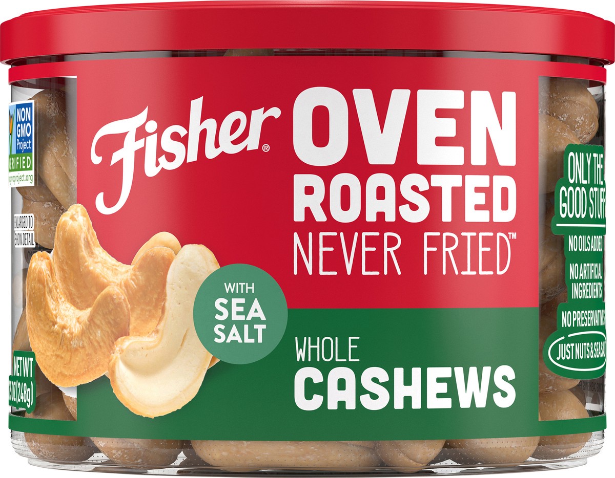 slide 1 of 1, FISHER SNACK Cashews, 8.7 oz