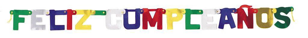 slide 1 of 1, Unique Industries Feliz Cumpleanos Deluxe Jointed Banner, 1 ct