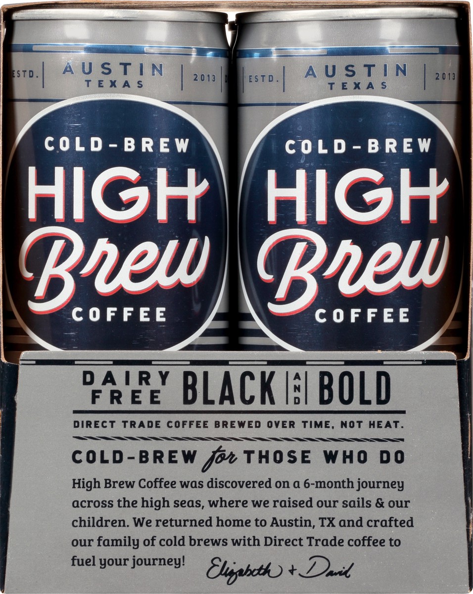 slide 3 of 13, High Brew Dairy Free 4 Pack Cold-Brew Black & Bold Coffee 4 ea - 4 ct, 4 ct