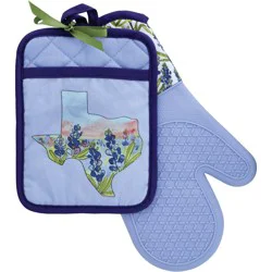 Destination Holiday Texas Bluebonnet Oven Mitt & Potholder Set