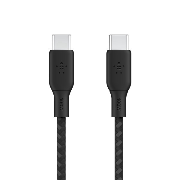 slide 2 of 6, Belkin Boostcharge Braided Usb-C 2.0 100W Cable, Black, Cab014Bt2Mbk, 1 ct