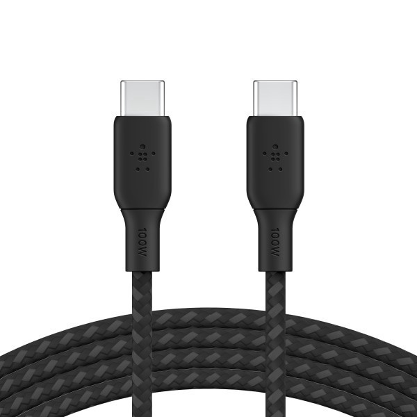 slide 1 of 6, Belkin Boostcharge Braided Usb-C 2.0 100W Cable, Black, Cab014Bt2Mbk, 1 ct