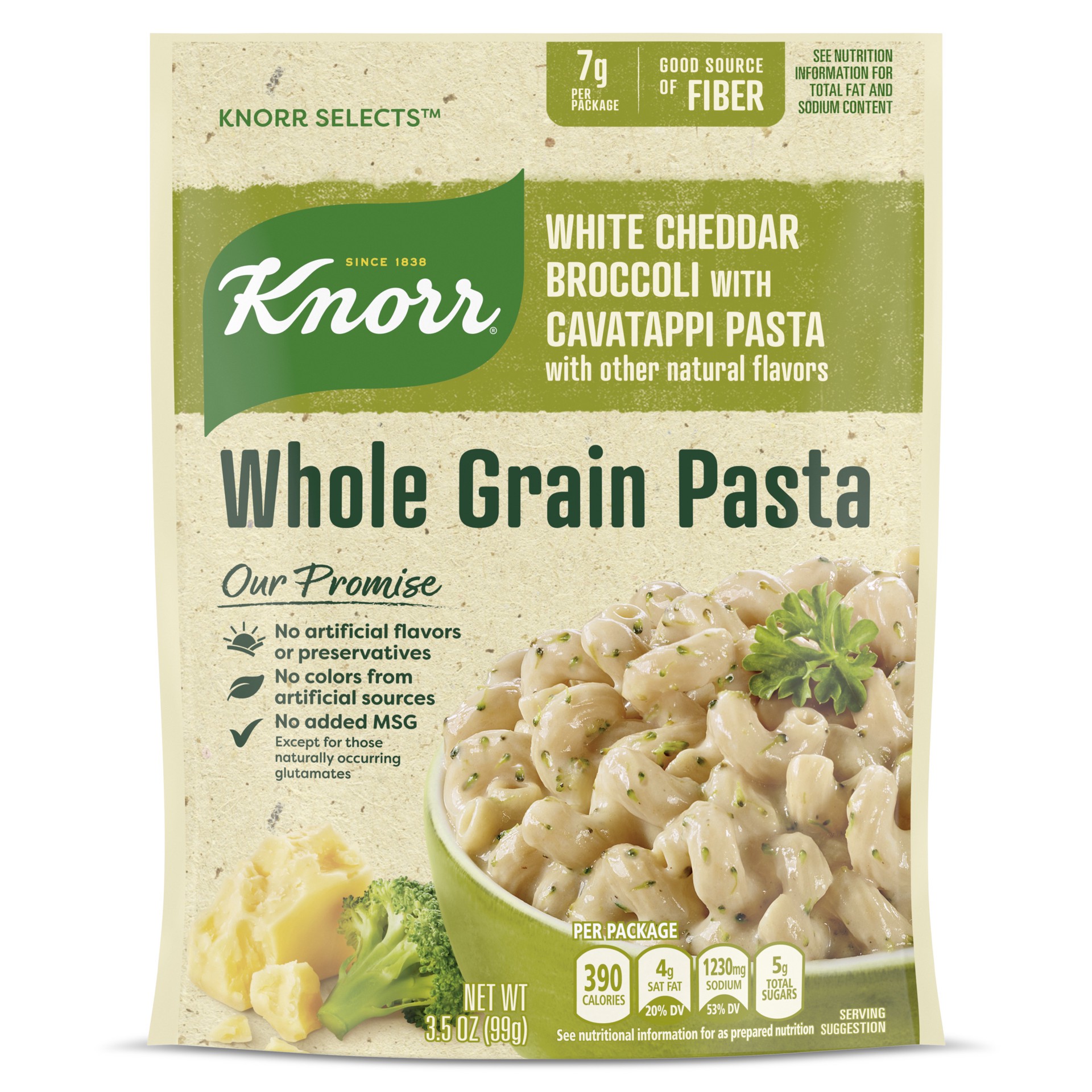 slide 1 of 4, Knorr Selects Whole Grain Pasta White Cheddar Broccoli Cavatappi Pasta, 3.5 oz, 3.5 oz