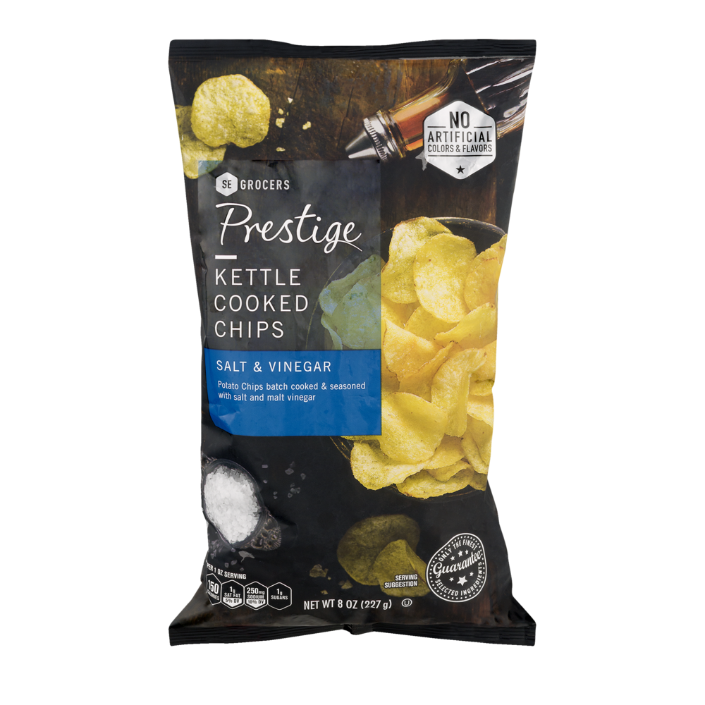 slide 1 of 1, Prestige Kettle Cooked Chips Salt & Vinegar, 8 oz