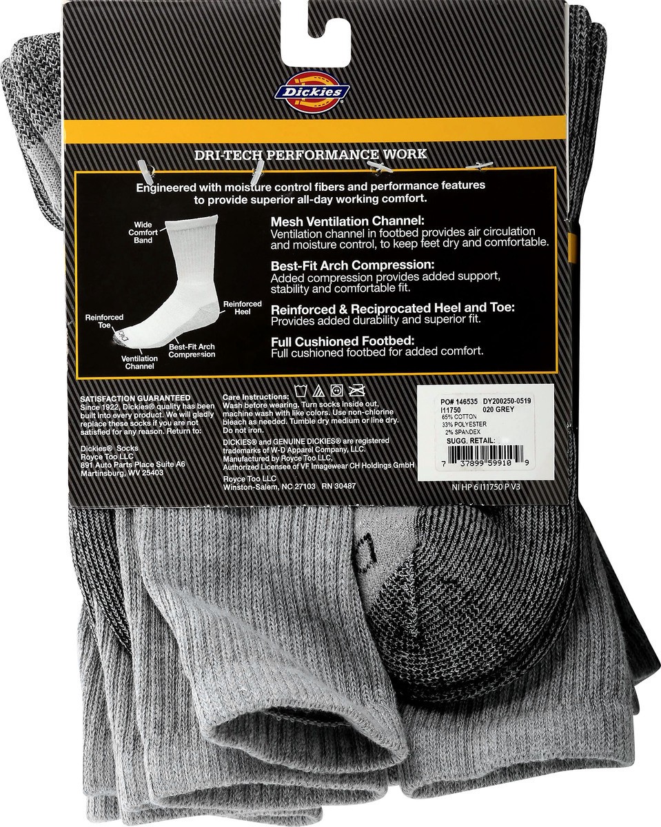 slide 3 of 6, Dickies Dri Tech Moisture Control Crew Sock 6 Pair, 6 ct