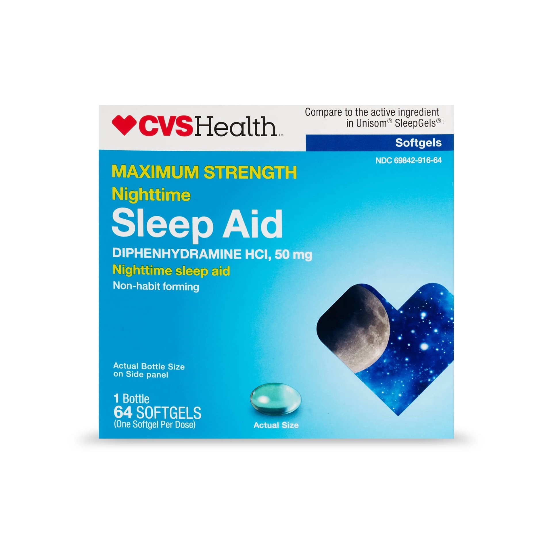 slide 1 of 1, CVS Health Maximum Strength Nighttime Sleep Aid Diphenhydramine Hci 50 Mg Softgels, 64 Ct, 1 ct