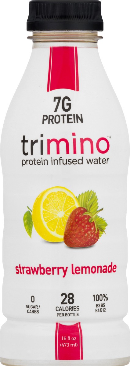 slide 5 of 9, trimino Strawberry Lemonade Protein Infused Water - 16 oz, 16 oz