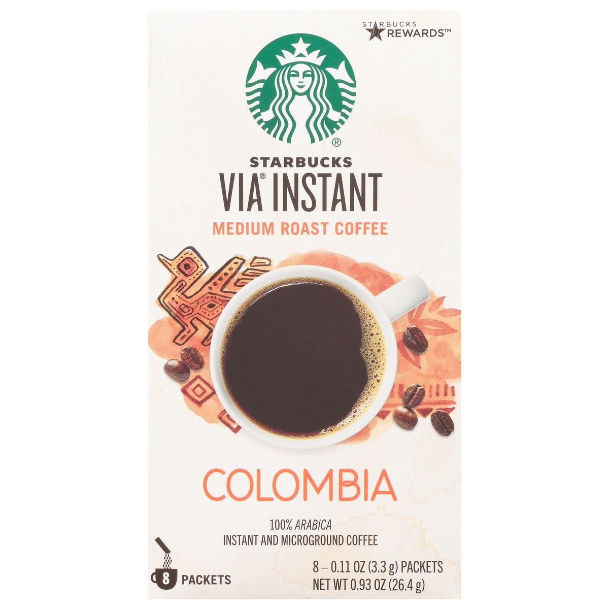 slide 1 of 7, Starbucks Via Instant Colombia Medium Roast Instant Coffee Packets, 8 ct, 8 ct