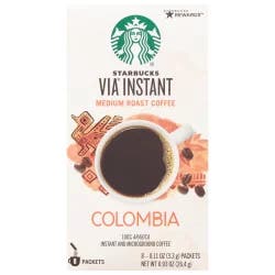 Starbucks Via Instant Colombia Medium Roast Instant Coffee Packets, 8 ct