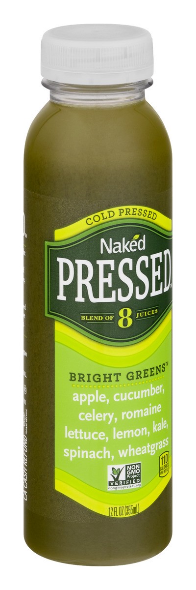 slide 6 of 8, Naked Cold Pressed 100% Juice Bright Greens 12 Fl Oz, 12 oz