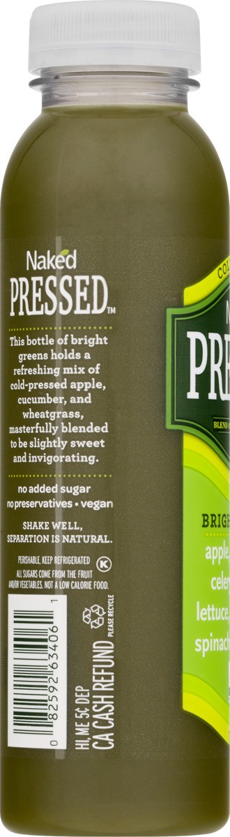 slide 8 of 8, Naked Cold Pressed 100% Juice Bright Greens 12 Fl Oz, 12 oz