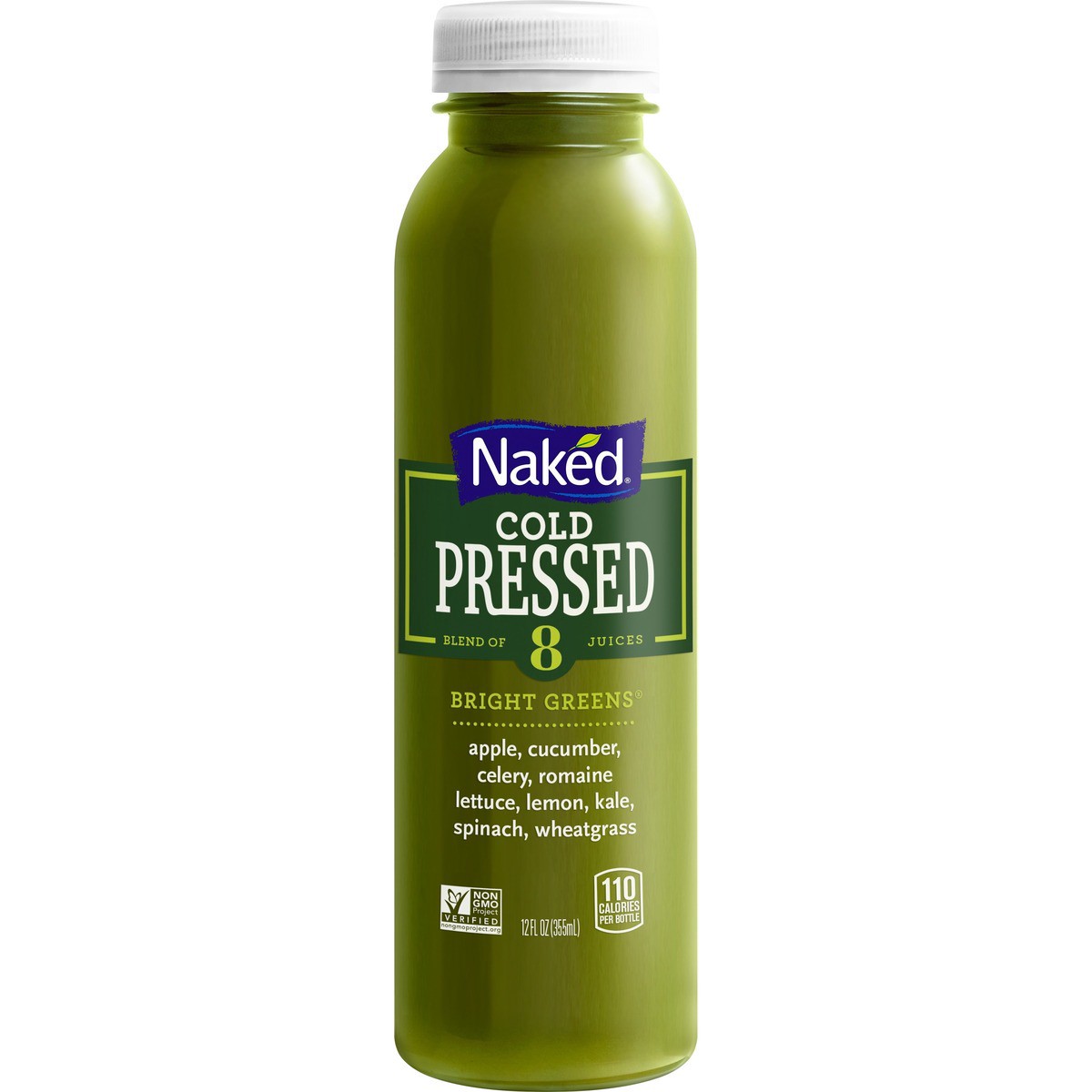 slide 5 of 8, Naked Cold Pressed 100% Juice Bright Greens 12 Fl Oz, 12 oz