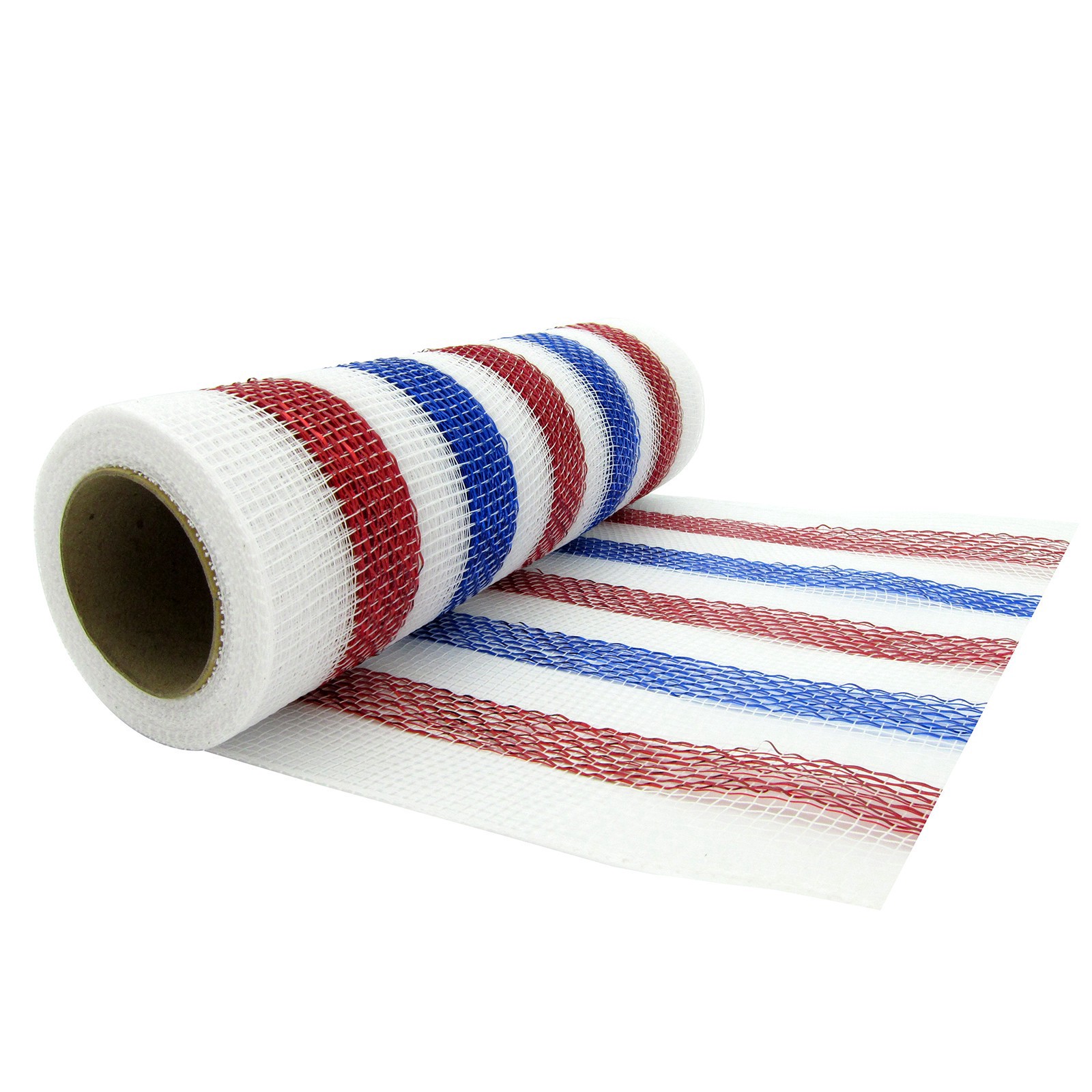slide 3 of 3, 10" X 19ft. Red, White & Blue Striped Mesh By Celebrate It, 10 in x 19 ft