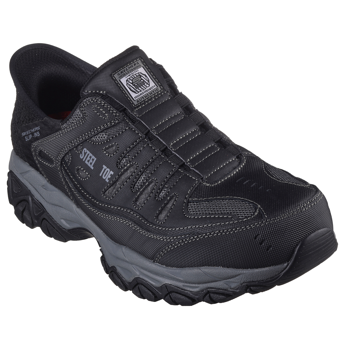 slide 1 of 17, Skechers Work Men's Cankton Slip-In Slip-Resistant Work Footwear, Black, Size 10, Size 10