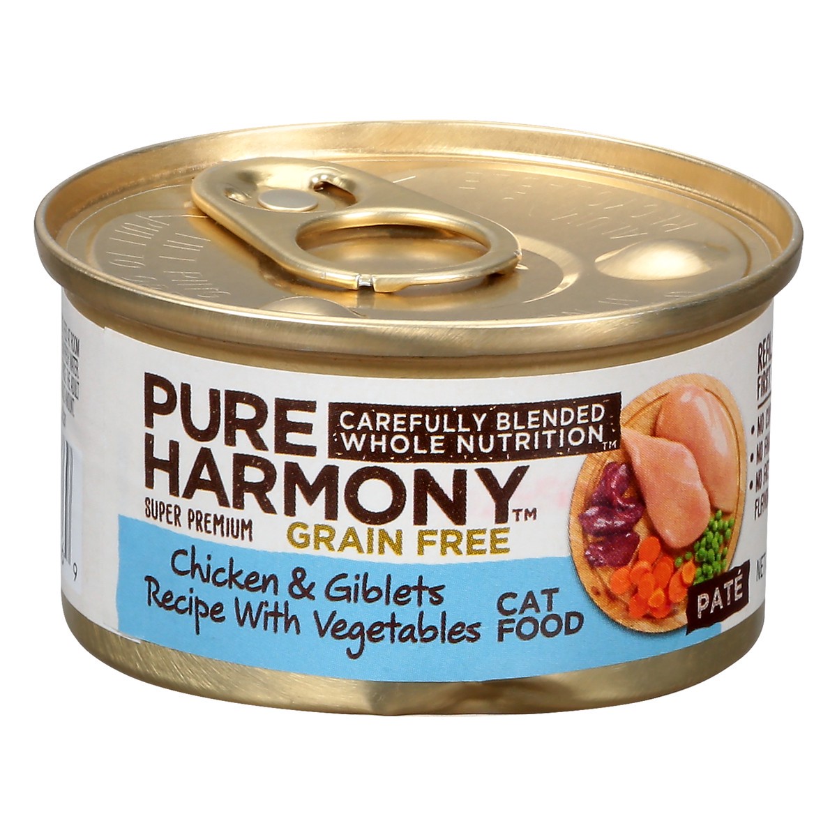 slide 1 of 9, Pure Harmony Grain Free Super Premium Pate Chicken & Giblets Recipe with Vegetables Cat Food 3 oz, 3 oz
