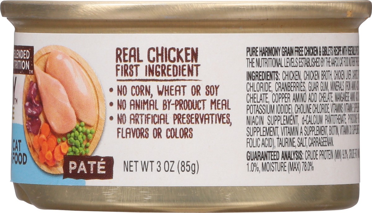 slide 3 of 9, Pure Harmony Grain Free Pate Super Premium Chicken & Giblets Recipe With Vegetables Cat Food 3 oz, 3 oz