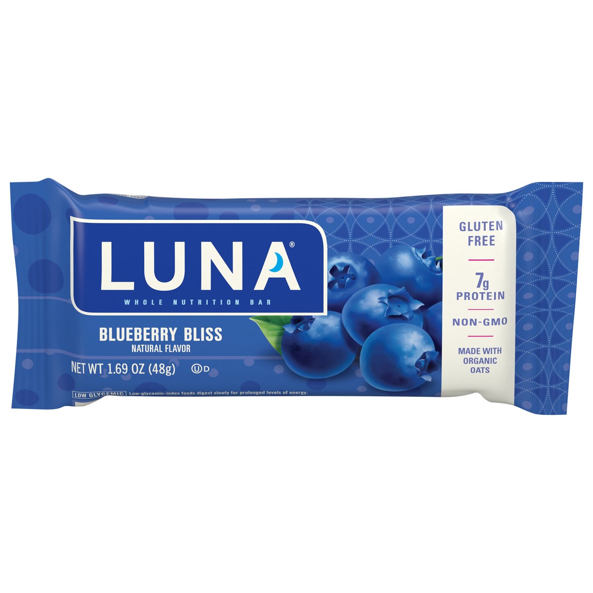 slide 1 of 7, LUNA Bar - Blueberry Bliss Flavor - Snack Bars - Non-GMO - Gluten-Free Protein Bars - Made with Organic Oats (1 Count), 1.69 oz