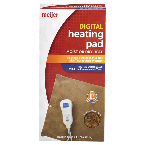 slide 1 of 1, Meijer Digital Heating Pad, Moist or Dry Heat, 1 ct