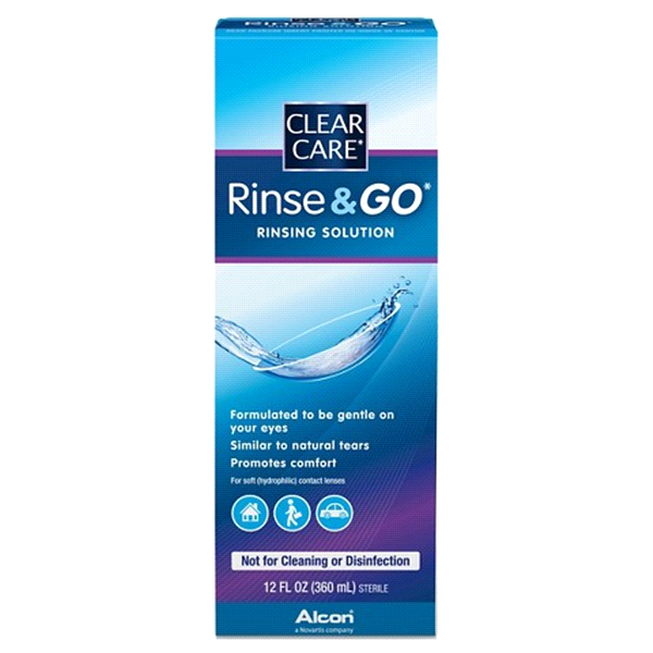 slide 1 of 1, CLEAN CARE Clear Care Rinse & Go Rinsing Solution, 12 fl oz