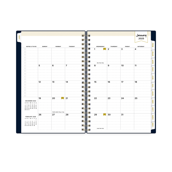 slide 10 of 10, 2025 Day Designer Weekly/Monthly Planning Calendar, 5"" X 8"", Solid Navy Blue, January 2025 To December 2025, 1 ct