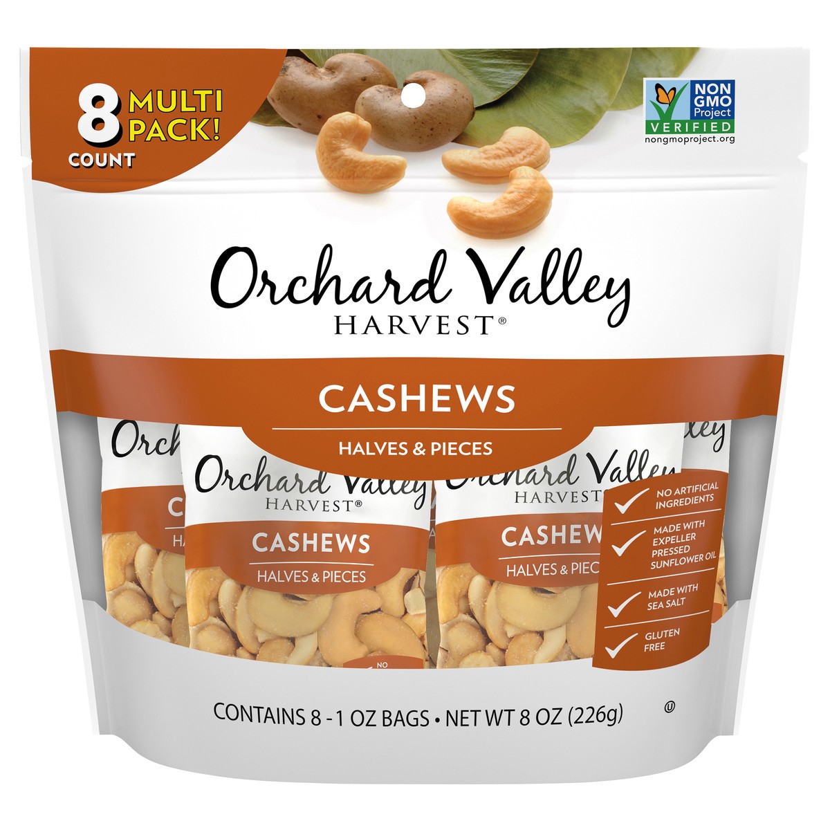 slide 6 of 14, Orchard Valley Harvest Cashews Halves & Pieces 8-1 oz. Bags, 8 oz