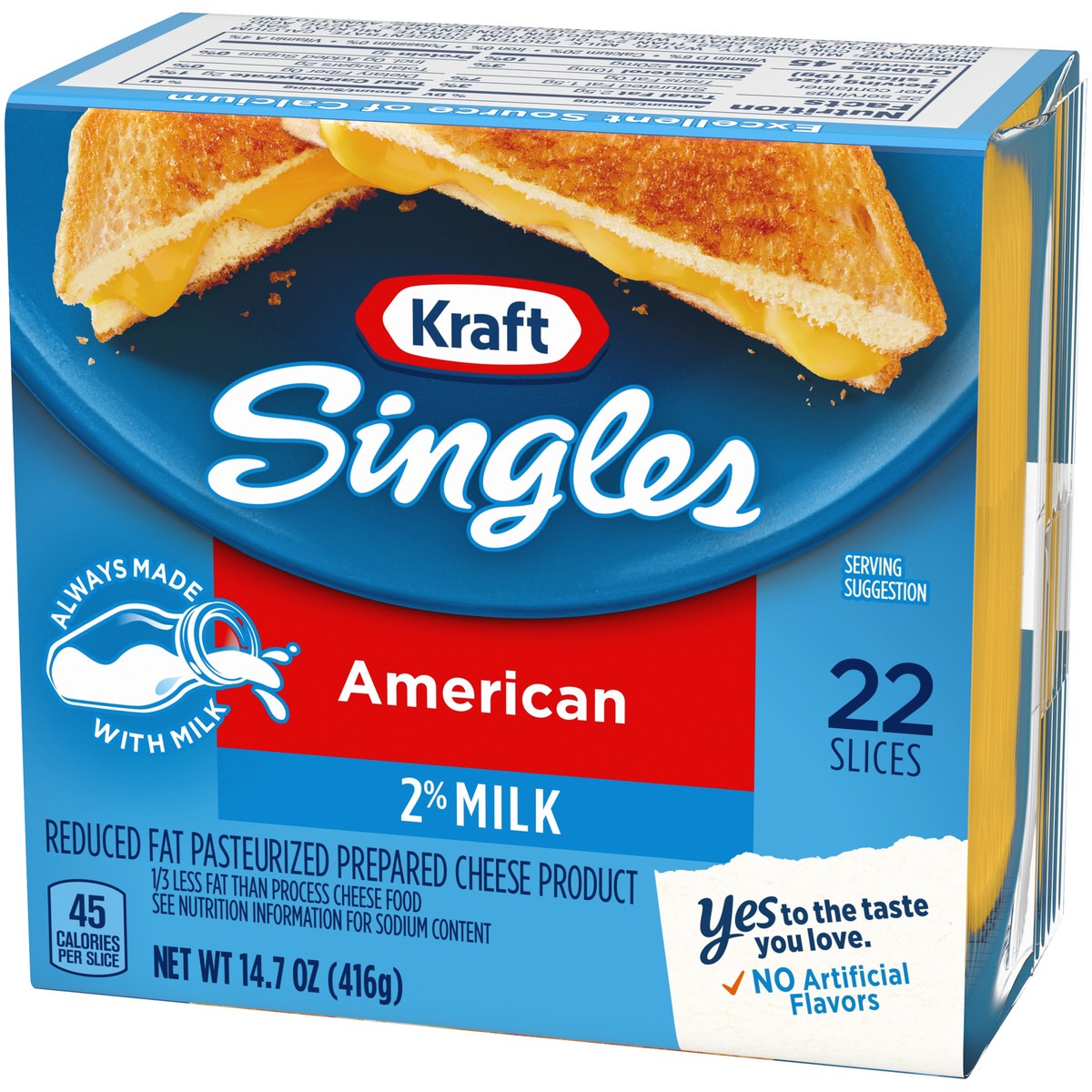 slide 8 of 9, Kraft Singles 2% Pasteurized Prepared Cheese Product American Slices, 22 ct Pack, 22 ct