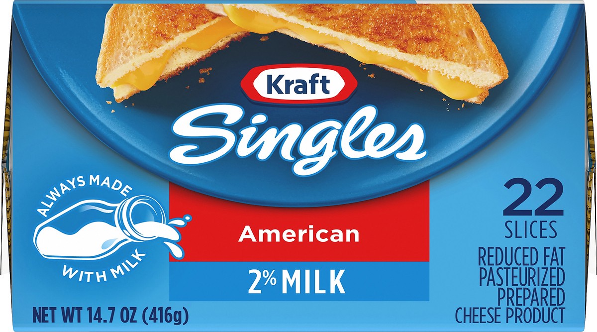slide 5 of 9, Kraft Singles 2% Pasteurized Prepared Cheese Product American Slices, 22 ct Pack, 22 ct