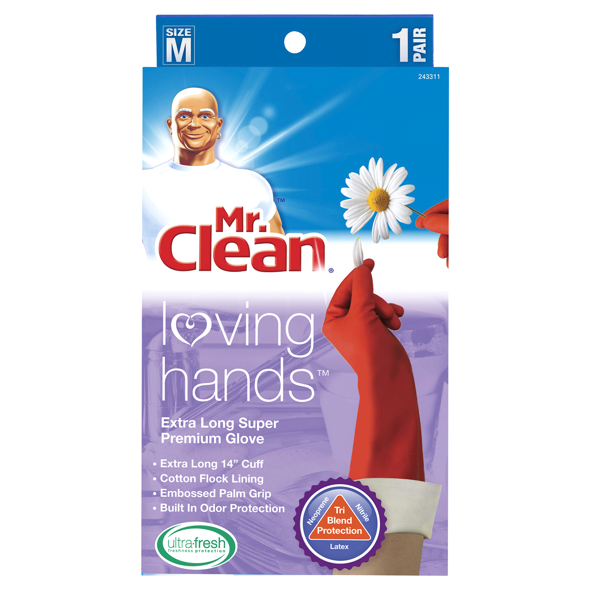 slide 1 of 1, Mr. Clean Loving Hands Super Premium Gloves Medium, 1 ct