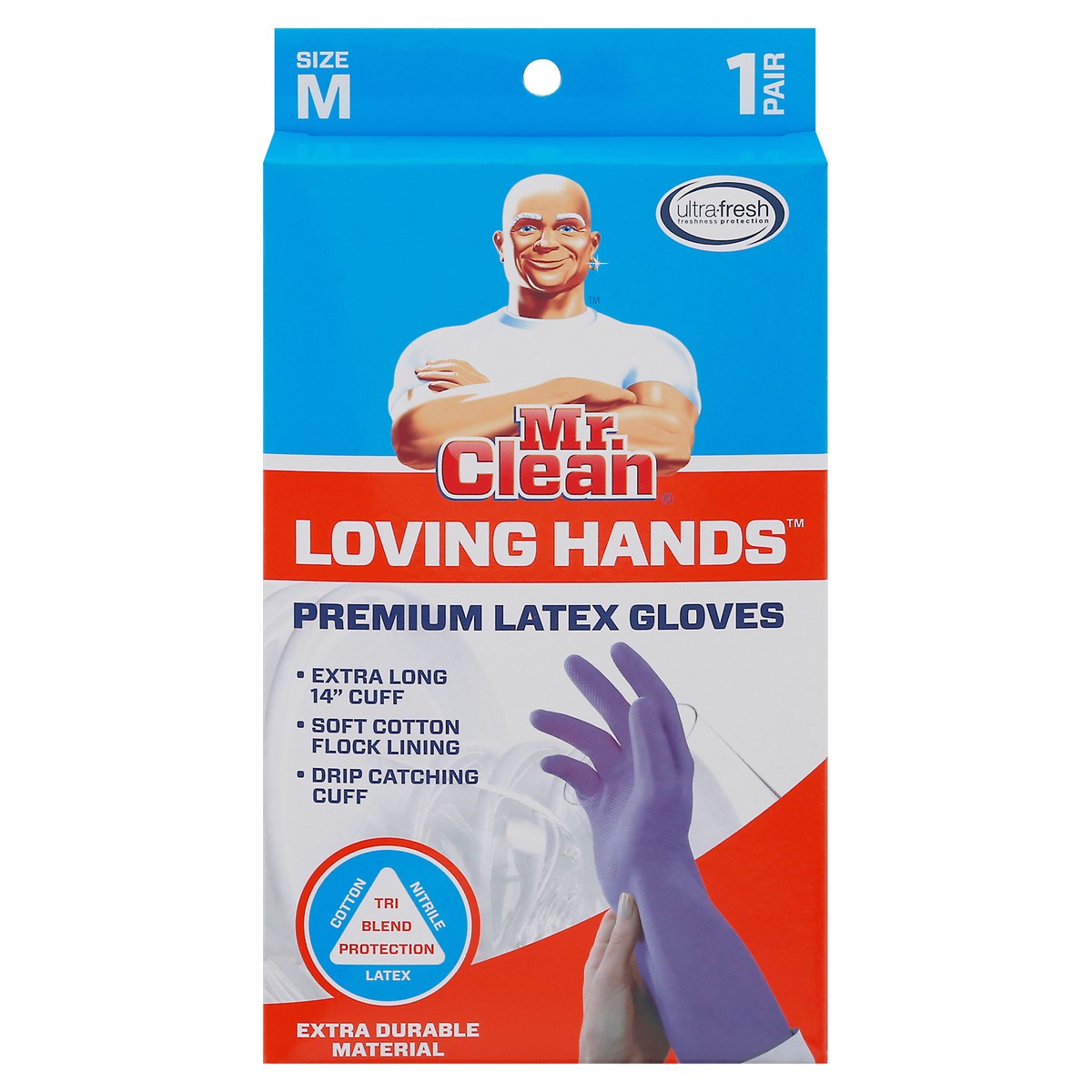 slide 1 of 9, Mr. Clean Loving Hands Super Premium Gloves Medium, 1 ct