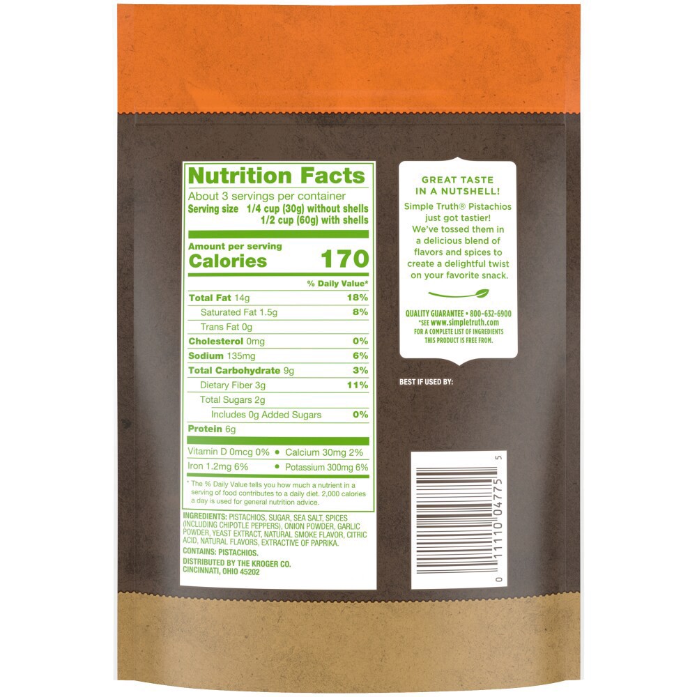 slide 4 of 4, Simple Truth Chipotle Bbq Pistachios Pouch, 7 oz