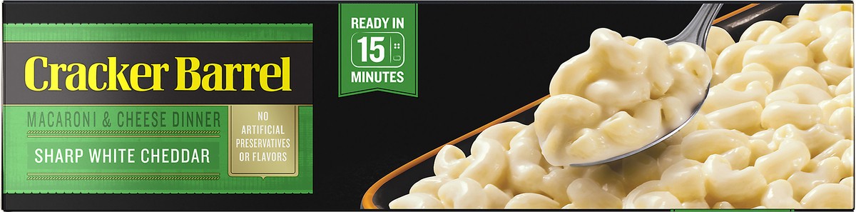 slide 8 of 10, Cracker Barrel Sharp White Cheddar Macaroni and Cheese, Frozen Meal, 32 oz Box, 3 oz