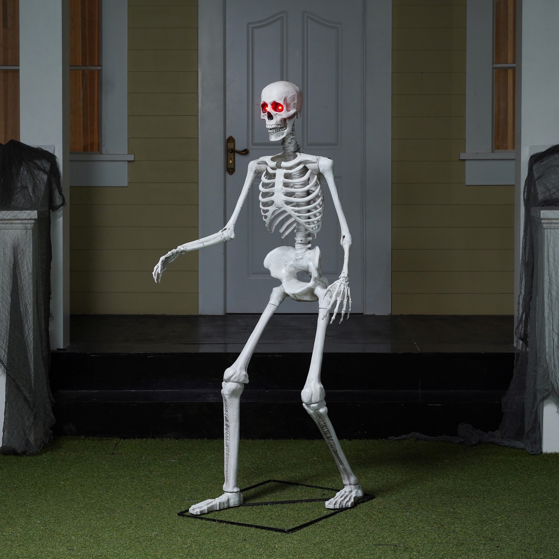 slide 4 of 6, 5ft. Skeleton With Red Light-Up Eyes By Ashland, 5 ft