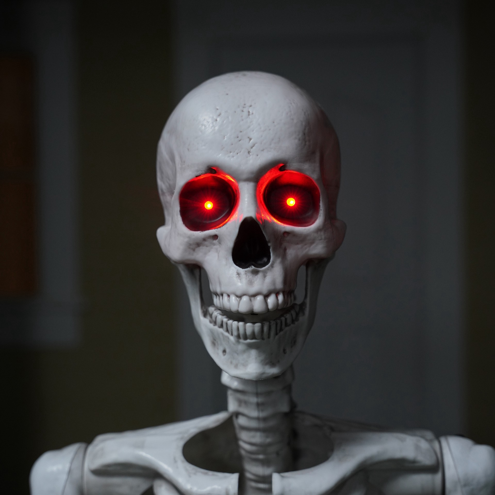 slide 2 of 6, 5ft. Skeleton With Red Light-Up Eyes By Ashland, 5 ft