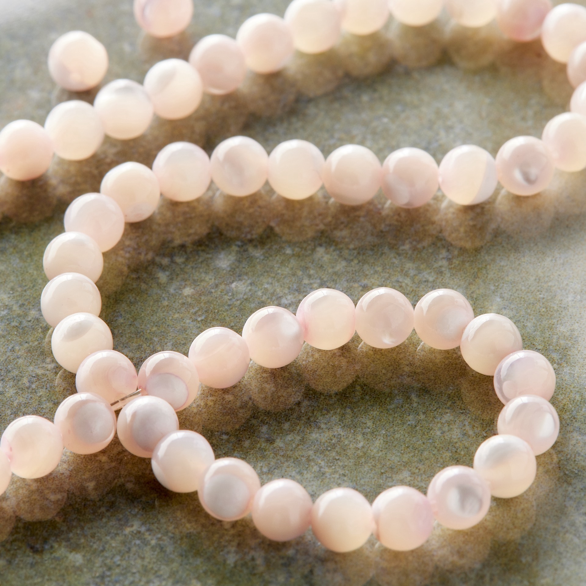 slide 3 of 3, Light Pink Mother Of Pearl Round Beads, 4mm By Bead Landing, 4 mm