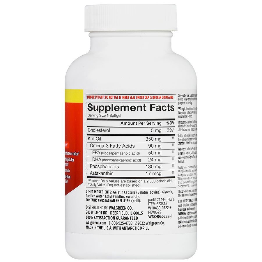 slide 5 of 5, Walgreens Krill Oil Omega-3 Softgels 350 Mg, 120 ct