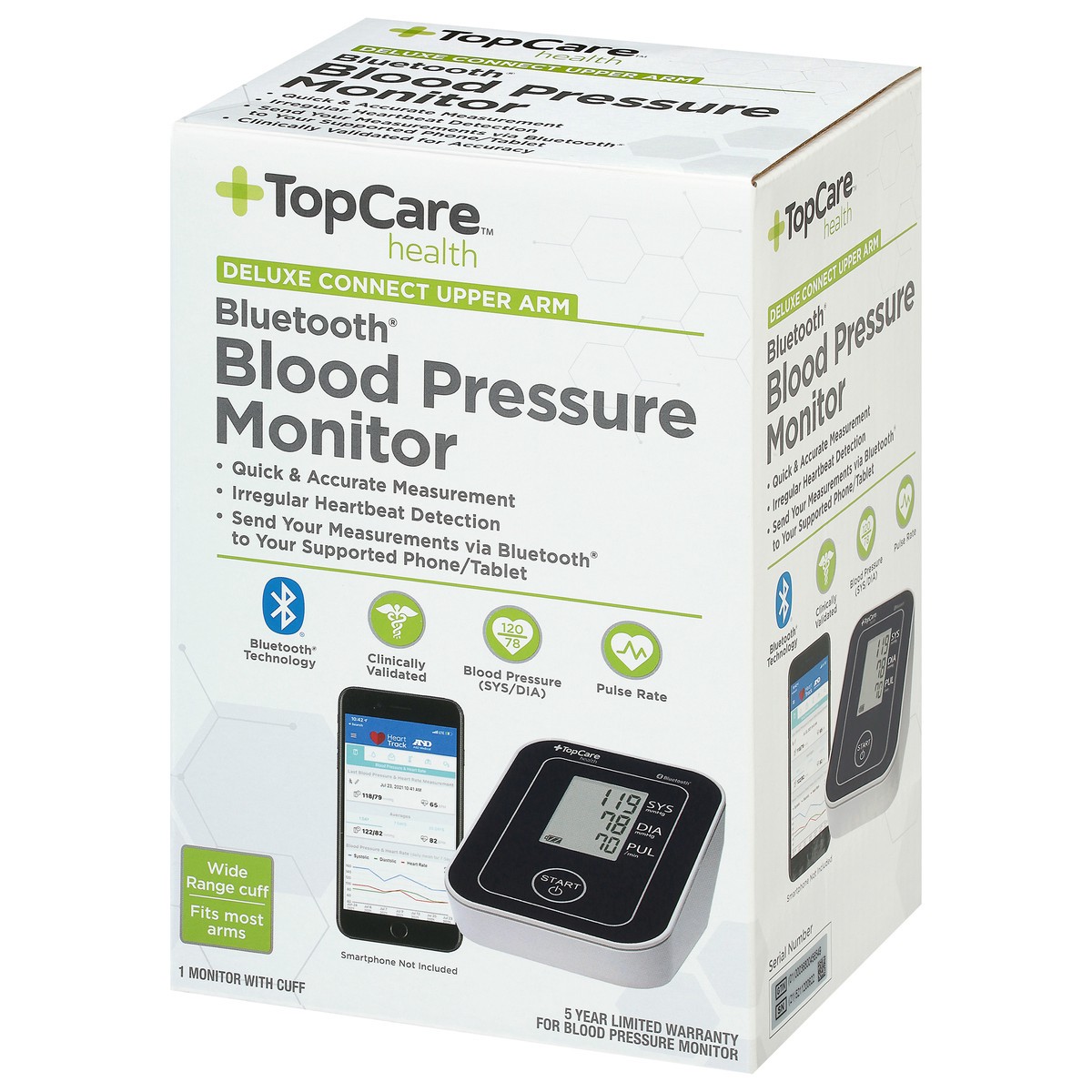 slide 3 of 9, TopCare Health Bluetooth Blood Pressure Monitor 1 ea, 1 ct