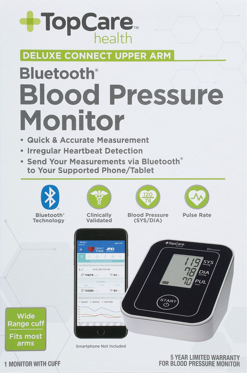 slide 6 of 9, TopCare Health Bluetooth Blood Pressure Monitor 1 ea, 1 ct