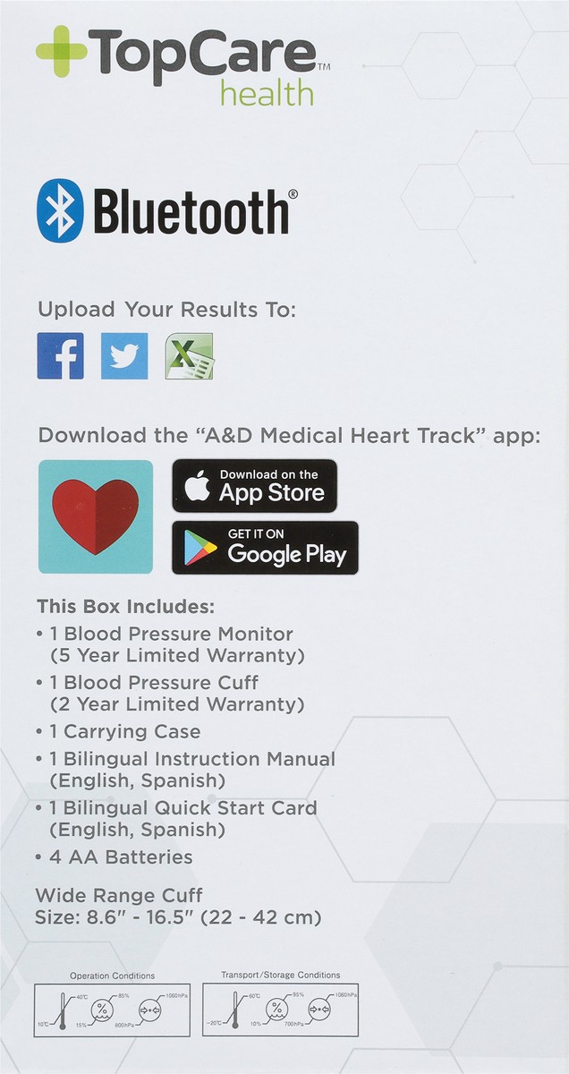 slide 2 of 9, TopCare Health Bluetooth Blood Pressure Monitor 1 ea, 1 ct