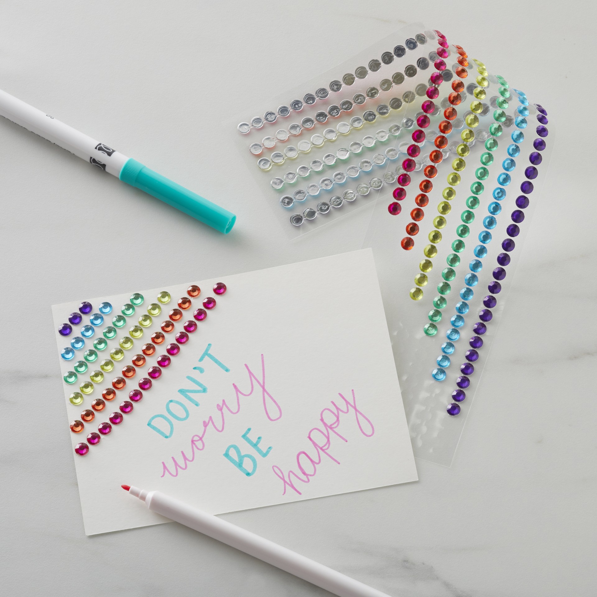 slide 3 of 4, Rainbow Rhinestone Borders By Recollections, 6 borders