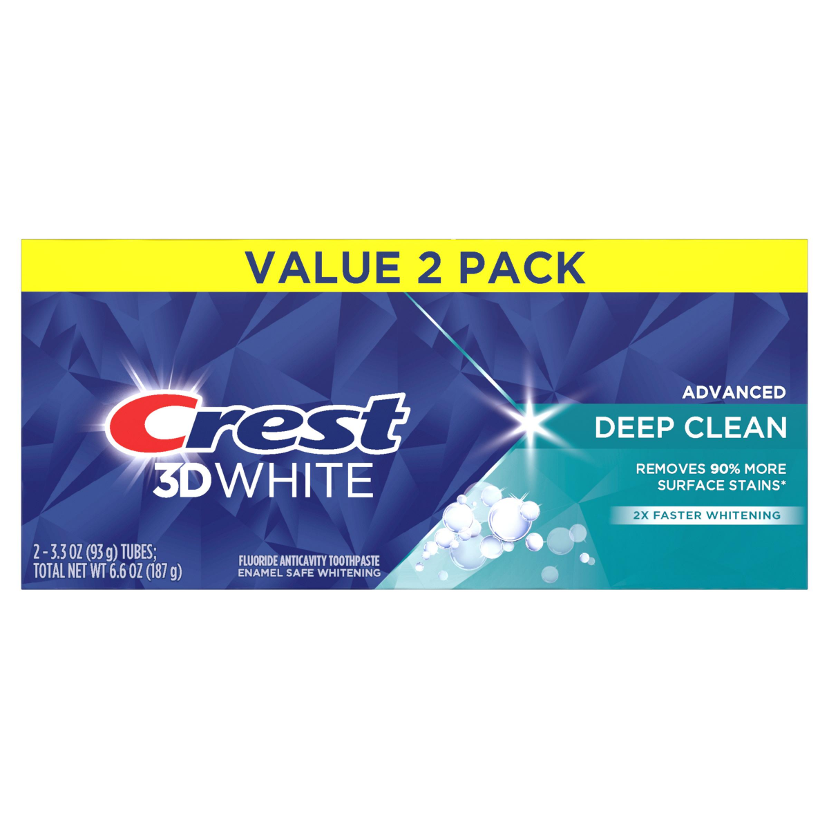 slide 7 of 29, Crest 3D White Advanced Deep Clean Teeth Whitening Toothpaste, 3.3 oz, Pack of 2, 2 ct